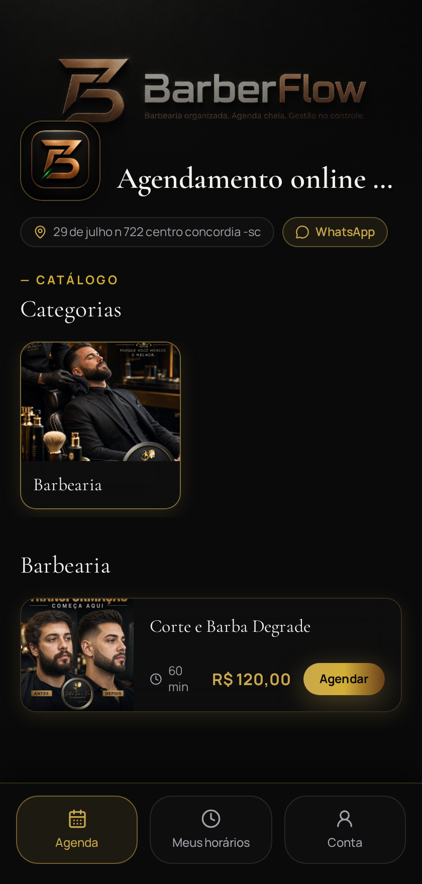 Catálogo digital do negócio aberto no celular do cliente